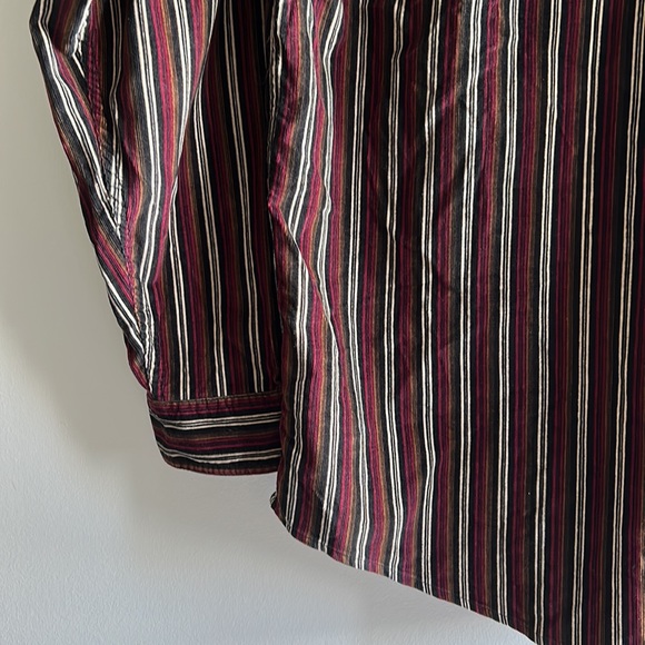 Striped Burgundy Corduroy Button Down Shirt - Picture 5 of 7